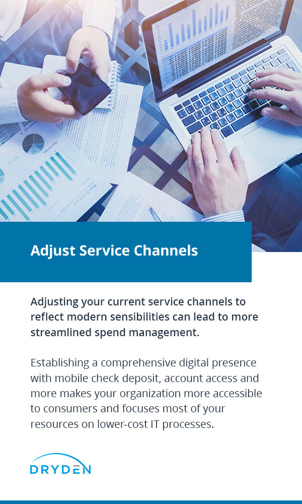 Adjusting service channels for spend management